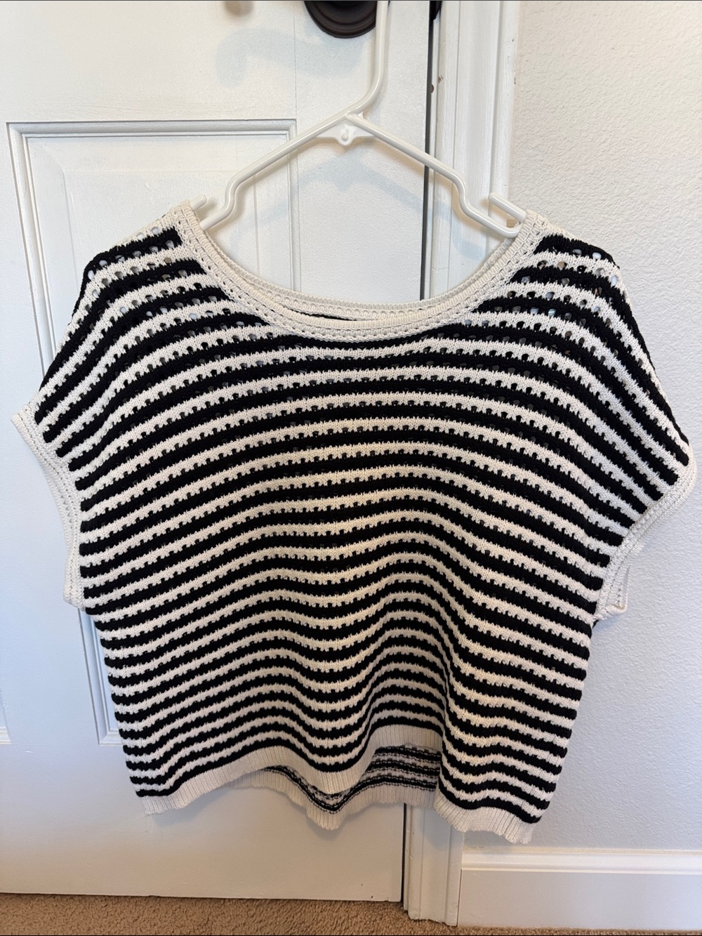 Blu Pepper Black and White Striped Knit Top